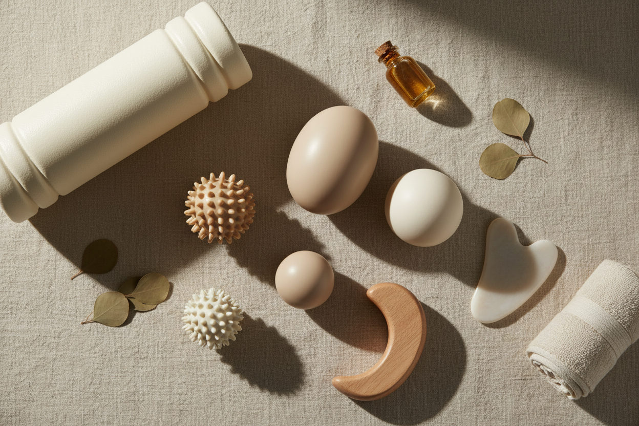 aesthetic, beige-ish, and make it more massage ball and ergonomic based